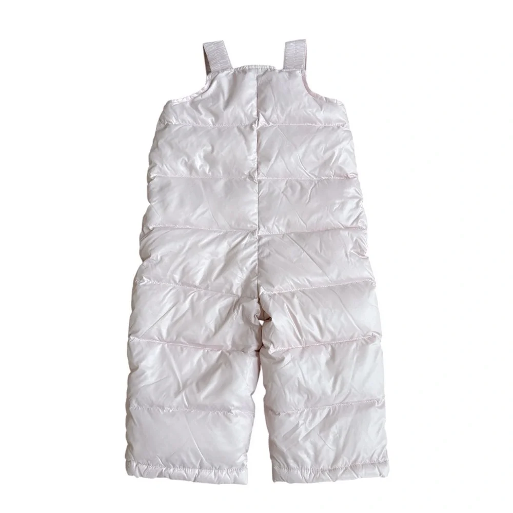 Ralph Lauren Pink Snowsuit Bib Baby Girl 9M White Duck Down Filler